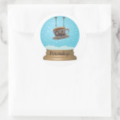Café Kaffee rustikales Holz Schild Schneekugel bra Runder Aufkleber (Tasche)