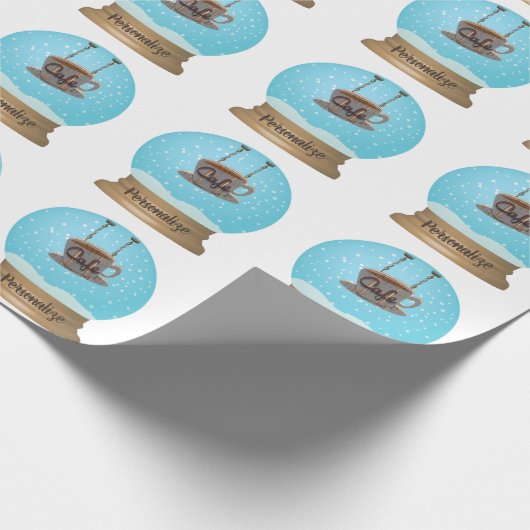 Café Kaffeezeichen Schneedecke Papier Geschenkpapier (Ecke)