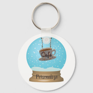 Café Kaffeezeichen Schneekugel einzigartig blau br Schlüsselanhänger