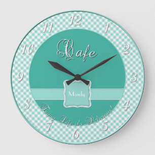 Cafe Kitchen Wall Clock - Chex MINT Große Wanduhr
