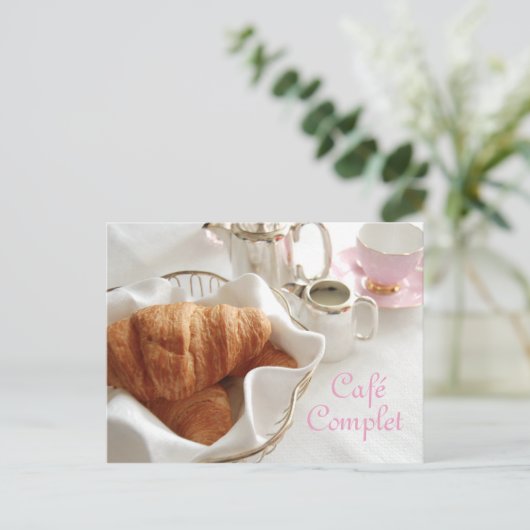 Café Komplet, Kontinentales Frühstück Postkarte (Stehend Vorderseite)