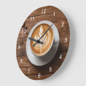 Café Latte Cappuccino auf Tafelkunst Große Wanduhr (Winkel)