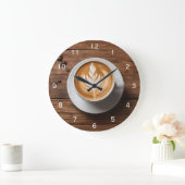 Café Latte Cappuccino auf Tafelkunst Große Wanduhr (Zuhause)