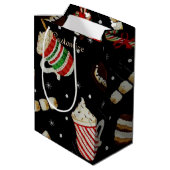 Café Latte Christmas Coffee Geschenktasche Mittlere Geschenktüte (Rückseite Schrägansicht)