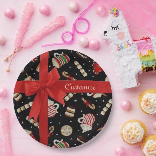 Café Latte Christmas Kaffee Red Ribbon Teller (Party)