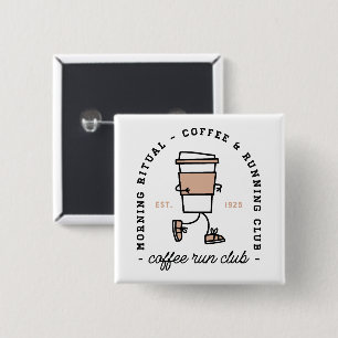 Café-Laufclub lustiger Läufer Ästhetik Button