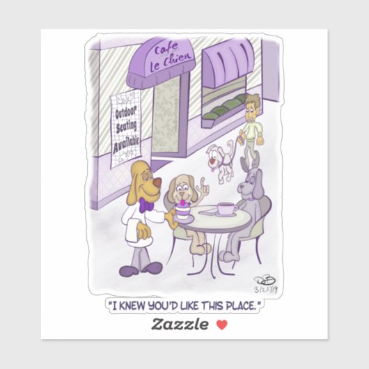 Cafe Le Chien Custom-Cut Stickers Aufkleber (Blatt)