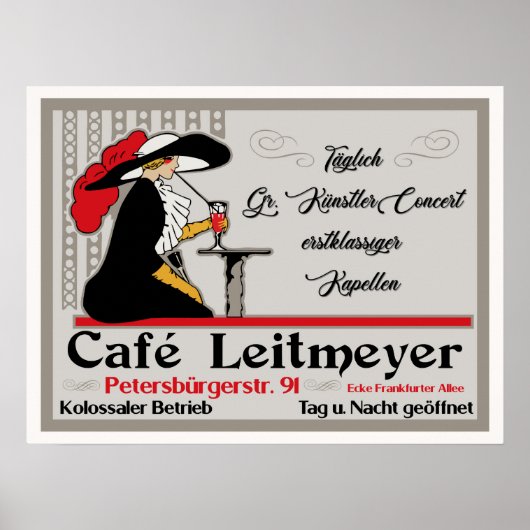Café Leitmeyer, deutsche Retro-Café-Werbung Poster (Vorne)