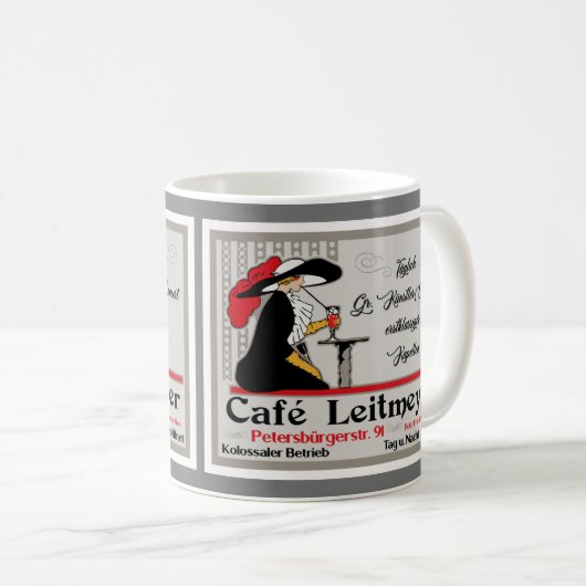 Café Leitmeyer, deutsche Retro-Café-Werft Kaffeetasse (VorderseiteRechts)