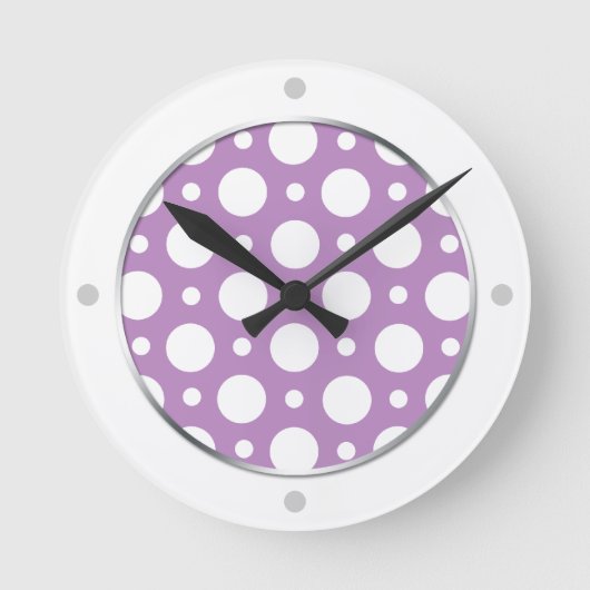 Café Lila Polka Dots Wall Uhr (Vorderseite)