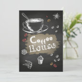 Café Lover Kaffeehaus Blackboard Einladung (Stehend Vorderseite)