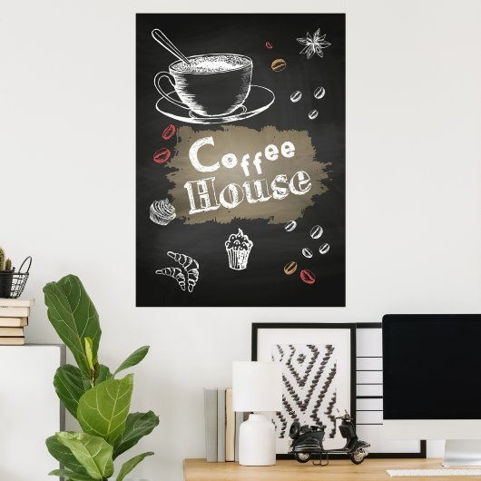 Café Lover Kaffeehaus Blackboard Poster (Heimbüro)