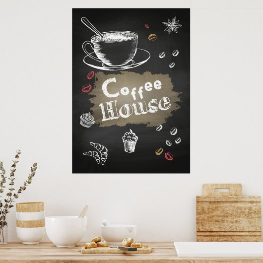 Café Lover Kaffeehaus Blackboard Poster (Küche)