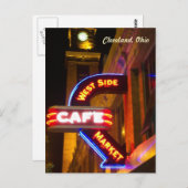 Cafe Market Neon Postcard (Cleveland) Postkarte (Vorne/Hinten)
