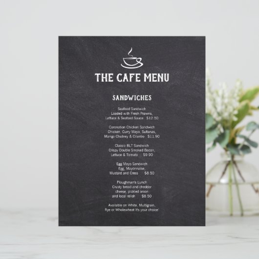 Cafe Menu QR Code Bestellung schwarzen Papiereinfü (Stehend Vorderseite)