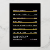 Café Menü Spaß Einzigartig Save the Date Gold Folieneinladung (Vorderseite)