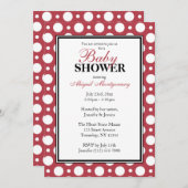 Café Merlot Red Assorted Polka Dots Baby Dusche Einladung (Vorne/Hinten)