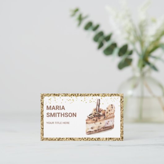 Café Mocha Chocolate Cake Slice Konditorei Koch Bä Visitenkarte (Stehend Vorderseite)