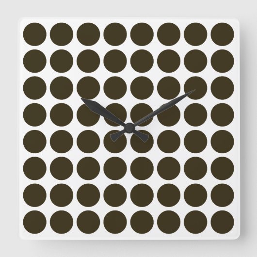 Café Mocha Neutral Dots Quadratische Wanduhr (Vorderseite)