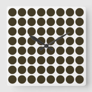 Café Mocha Neutral Dots Quadratische Wanduhr