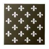 Café Mocha Neutral Fleur de Lys Fliese (Vorderseite)