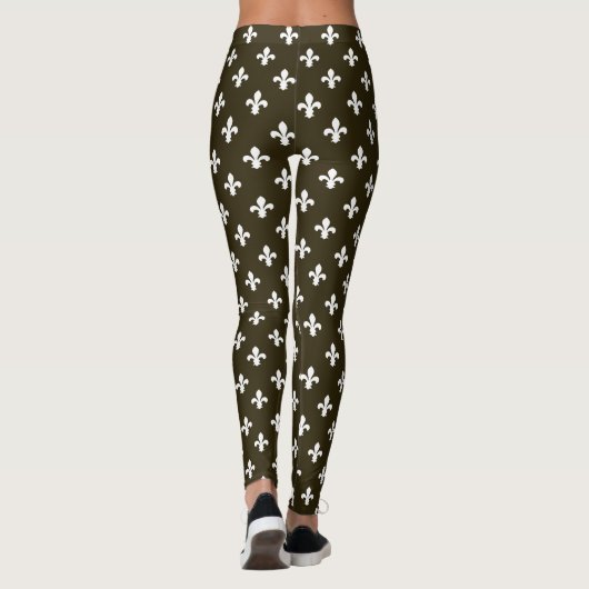 Café Mocha Neutral Fleur de Lys Leggings (Rückseite)