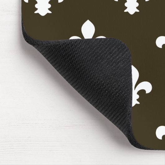Café Mocha Neutral Fleur de Lys Mousepad (Ecke)