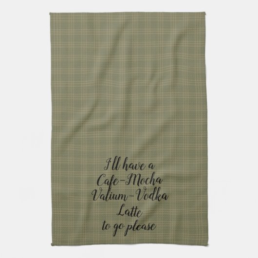 Cafe Mocha Valium Vodka Latte zu gehen Bitte! Geschirrtuch (Vertikal)
