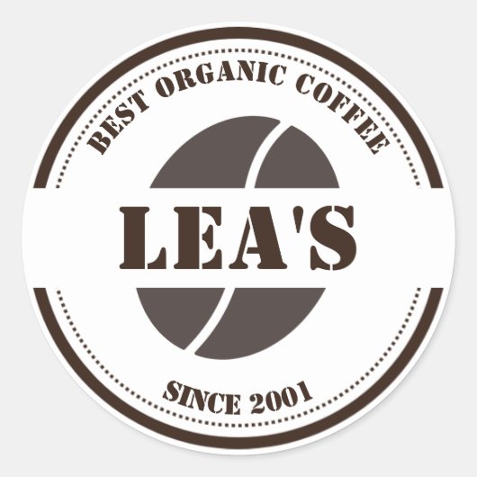 Café Modernes Coffee Bean Logo Runder Aufkleber (Vorderseite)