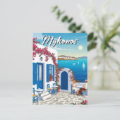 Cafe Mykonos Greece Cyclades Travel Postkarte (Stehend Vorderseite)