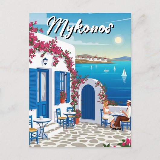 Cafe Mykonos Greece Cyclades Travel Postkarte (Vorderseite)