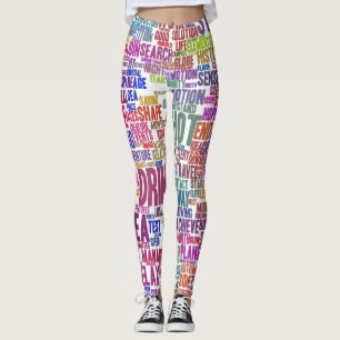 Café Nuage de Mots Text Thasse Leggings
