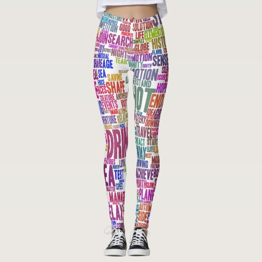 Café Nuage de Mots Text Thasse Leggings (Vorderseite)