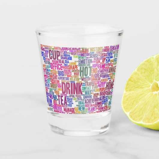 Café Nuage de Mots Text Thasse Schnapsglas (Vorderseite)