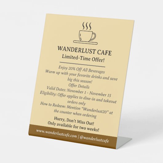 Café oder Café oder Restaurant Business Sockelschild (Vorderseite)