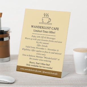 Café oder Café oder Restaurant Business Sockelschild