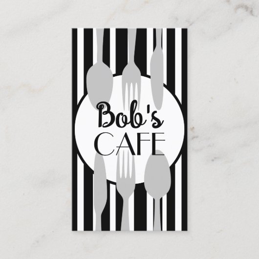 Café oder Catering kühl modern schick grau und wei Visitenkarte (Vorderseite)