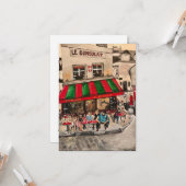 "Café on Rue Norvins, Montmartre" Paris Karte (Vorderseite/Rückseite Beispiel)
