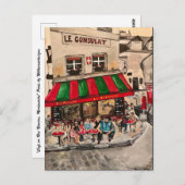 "Café on Rue Norvins, Montmartre" Paris Postkarte (Vorne/Hinten)