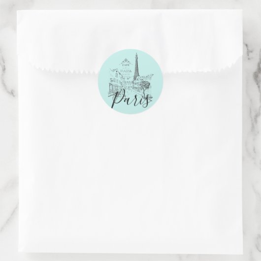 Cafe Paris Classic Round Sticker (Tasche)