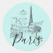 Cafe Paris Classic Round Sticker (Vorderseite)