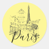 Cafe Paris Classic Round Sticker (Vorderseite)