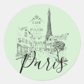 Cafe Paris Classic Round Sticker (Vorderseite)