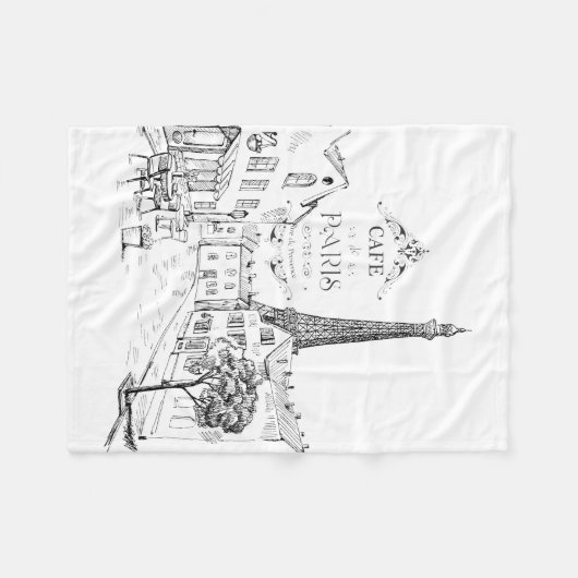 Café Paris Fleecedecke (Vorderseite (Horizontal))