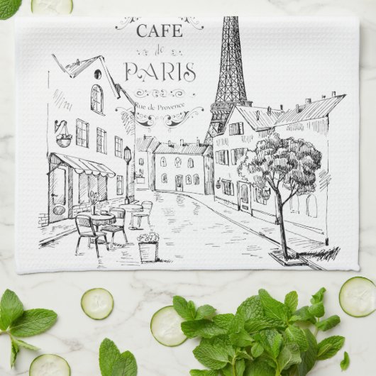 Café Paris Geschirrtuch (Gefaltet)