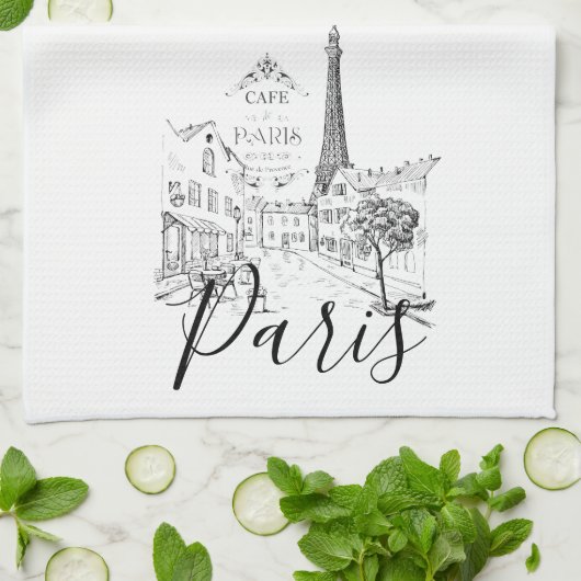 Café Paris Geschirrtuch (Gefaltet)