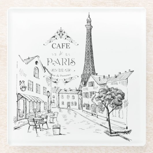 Café Paris Glasuntersetzer (Vorderseite)