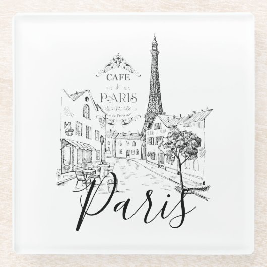 Café Paris Glasuntersetzer (Vorderseite)