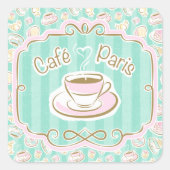 Café Paris Quadratischer Aufkleber (Vorderseite)