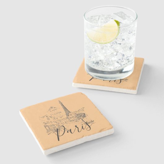 Cafe Paris Stein Untersetzer (Seitenansicht)